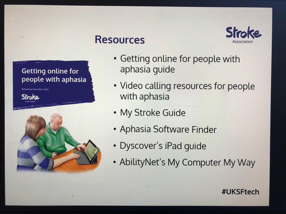 lee_claire1's tweet photo. Catching up on #UKSF21 workshop on using technology for stroke survivors #UKSFtech We need to support stroke survivors to get online, especially people with aphasia. Really good session! 👍 https://t.co/29F6s2q3ti