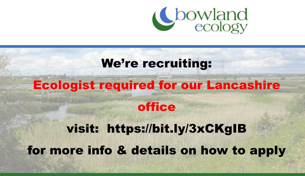 Bowland Ecology are seeking to appoint an Ecologist to our friendly and supportive team.
The role is based in the North West but we provide services throughout the UK.
For more details see: bit.ly/3xCKgIB
#ecology #climate #ecologicalimpact #careers #sustainability