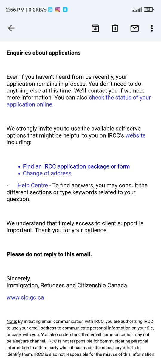 SandyRa71162146's tweet photo. @CILAvoice I am attaching the screen shot of @ircc mails all of them are same. There are thousands of students who are waiting for their result from mid 2020 and many of them are taking online classes. @CitImmCanada
Is taking only 1 month or even less to give final results to fresh files. https://t.co/V4qjWQj1Ns