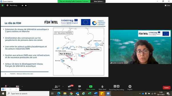 fish_intel's tweet photo. Lydie Couturier from @FrceEnergiesMar discussed how #FISHINTEL provides infrastructure to understand where fish travel between renewable energy. FEM provide a link between public industry and academics. @Channel_Manche @LydieCouturier https://t.co/aBuLgehxXu