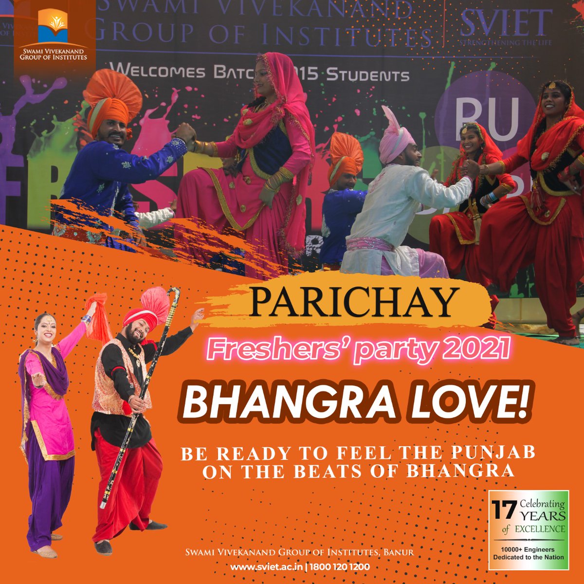 svietofficial's tweet image. Parichay Freshers&apos; Party 2021
Bhangra Love!
Be Ready to feel the Punjab on the beats of Bhangra.
#FreshersParty #FreshersParty2021 #parichay2021 #AreYouReady #Sviet #SVGOI #Entertainment #Chandigarh #freshers2021 #friends #dance #party #multiculturalshow #bhangra