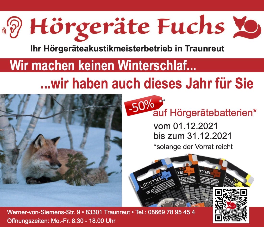 50% auf Hörgerätebatterien
01.12. - 31.12.2021