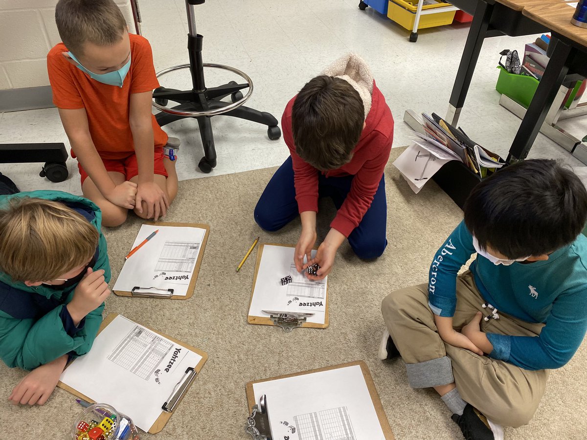 Exploring probability, addition, and multiplication playing Yahtzee! #thirdgradethinkers #LRelem