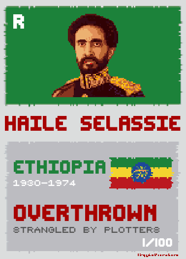 dictators_nft's tweet photo. Congratulations to @nftyskateboards for becoming a holder of 1/100 Haile Selassie #CryptoDictators card🥳🥳🥳 https://t.co/Coz3axWYw0