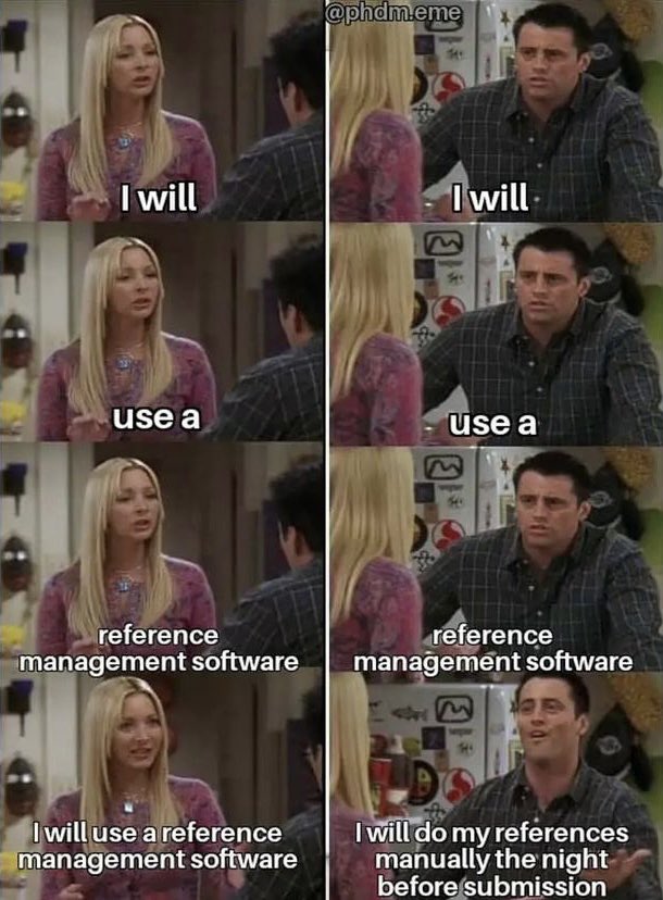 I mean, if that’s not a flashback to thesis days, then what is? Although I did end up using Endnote….eventually. At some point. 😬
