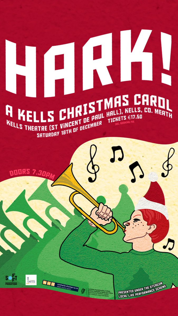 HARK! A Kells Christmas Carol - a night of festive fun for the community featuring music, film, comedy, circus, storytelling  ft. <a href="/CookeFred/">Fred Cooke</a>, Paddy Keenan, <a href="/EleanorShanley/">Eleanor Shanley</a>, Paddy Smith Band and Jeanne McGovern; Robert J Ardiff, Matthew Gilsenan &amp; more! #LLPPS #meathartsoffice