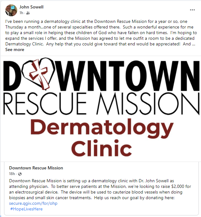 Dr. John has been our team dermatologist for longer than most can remember. If you can, please donate to this great cause and help him help more people.

secure.qgiv.com/for/ohp?fbclid…