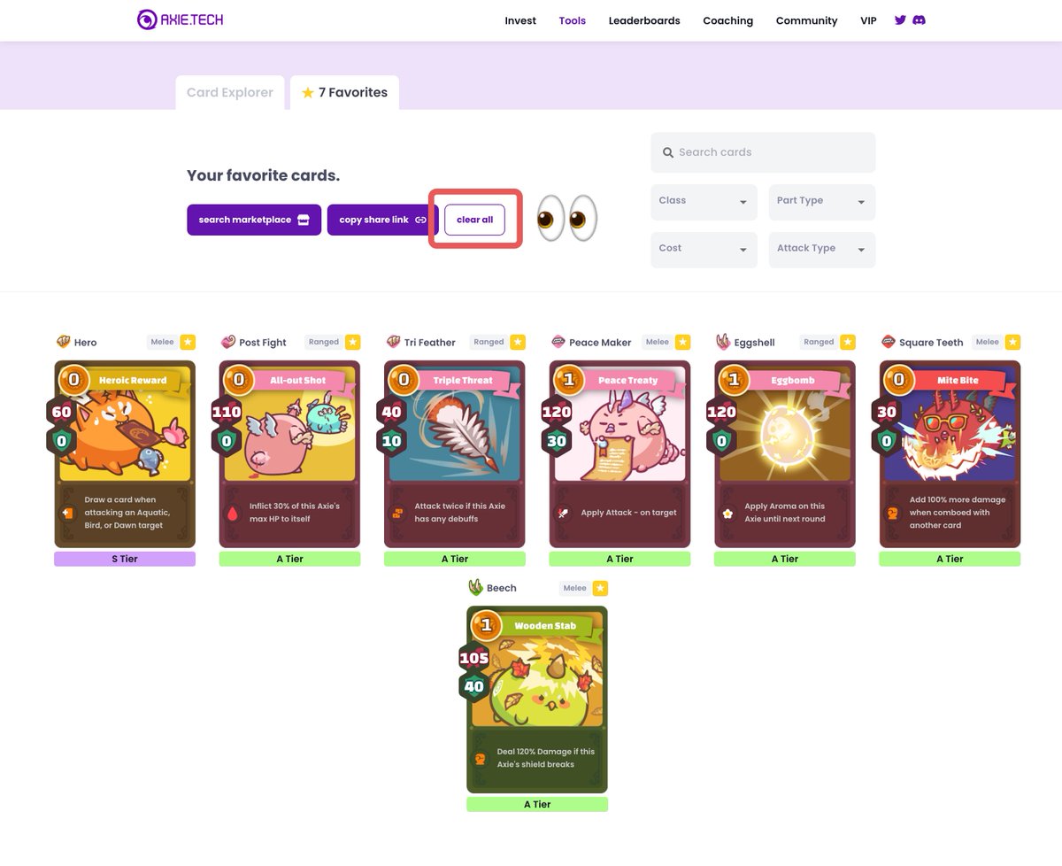 amypeniston's tweet photo. 2. We've added a "clear all" button to make it easy to clear all of your favorite cards.

Thanks to @GraduationAxies for the suggestion.

Check it out: https://t.co/eHw4FdXQGB

👀 https://t.co/rBOHhKoQb4