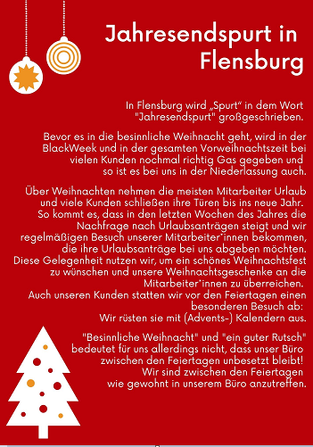 ...und weiter gehts mit unserem Endspurt. Dieses Mal mit Stop in unserer nördlichsten Niederlassung, in Flensburg. Viel los im Norden, aber lest selbst...
#weihnachten #Advent #jahresendspurt #flensburg