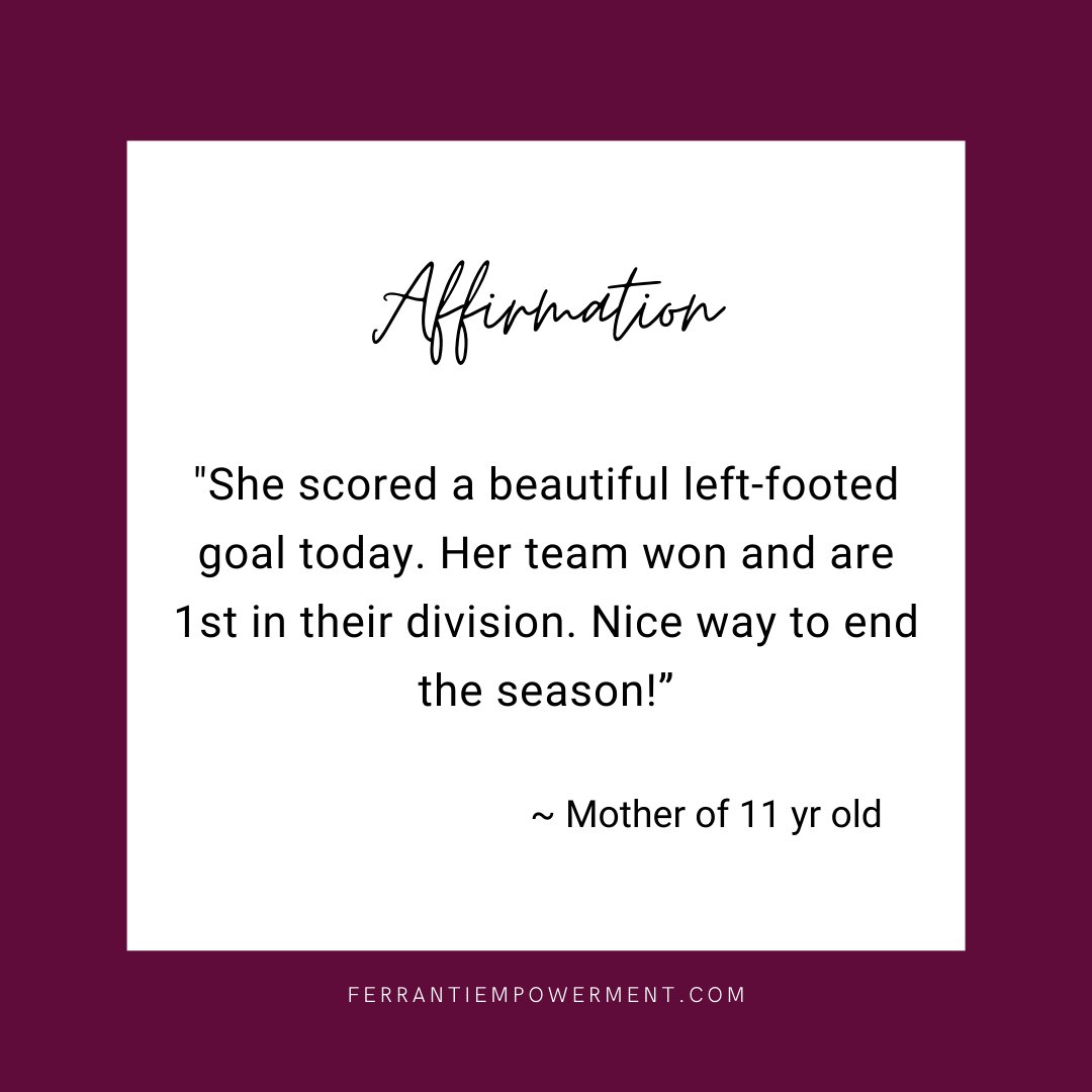 ajferranti8's tweet photo. Reflect on this season and determine what you are most proud of? How did you develop? What did you enjoy most?

#Growthmindset #sportpsychology #affirmation https://t.co/d0NUtpk3pX