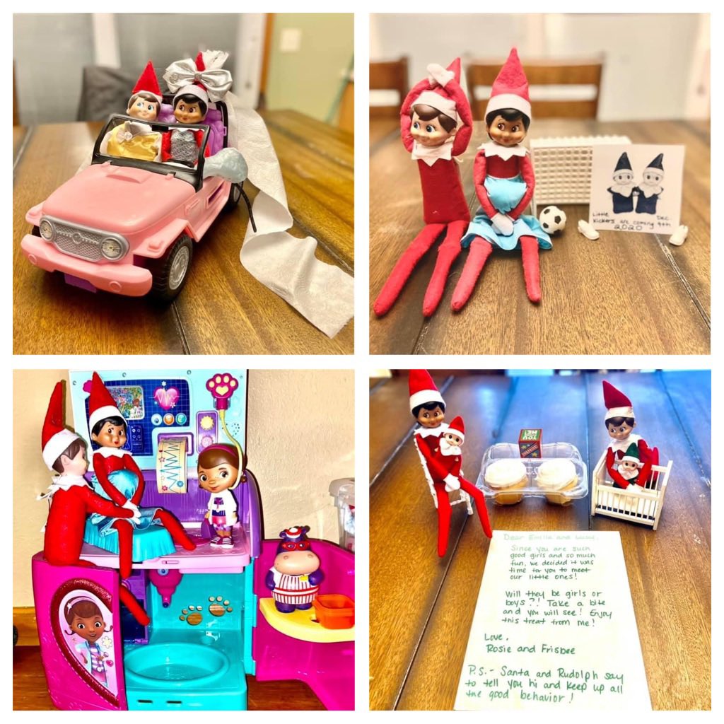 DepompeiKj's tweet photo. Does your family do “Elf on the Shelf”? Here are some of my favorites from the Giggles family! Share yours below! https://t.co/0XHbYbtq0C