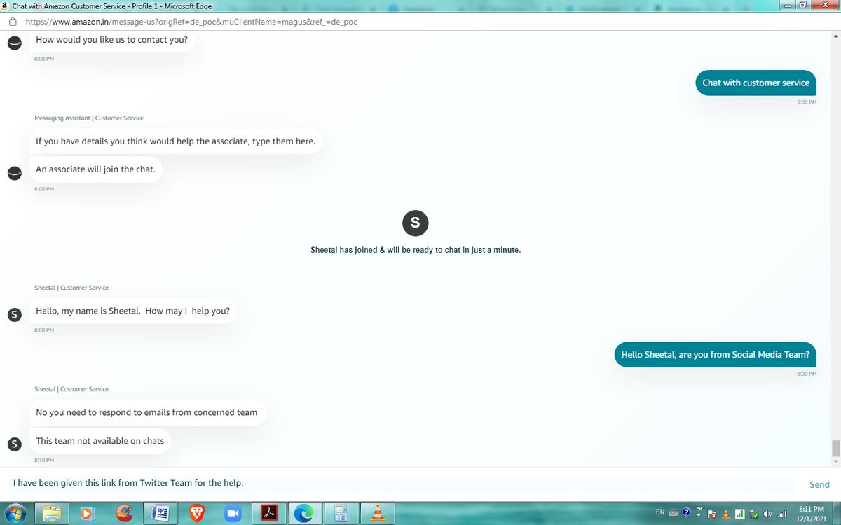 GatherHappiness's tweet photo. @AmazonHelp This is the response, Afroz. 
This is making the experience more bitter. https://t.co/XzUeHOjd3X