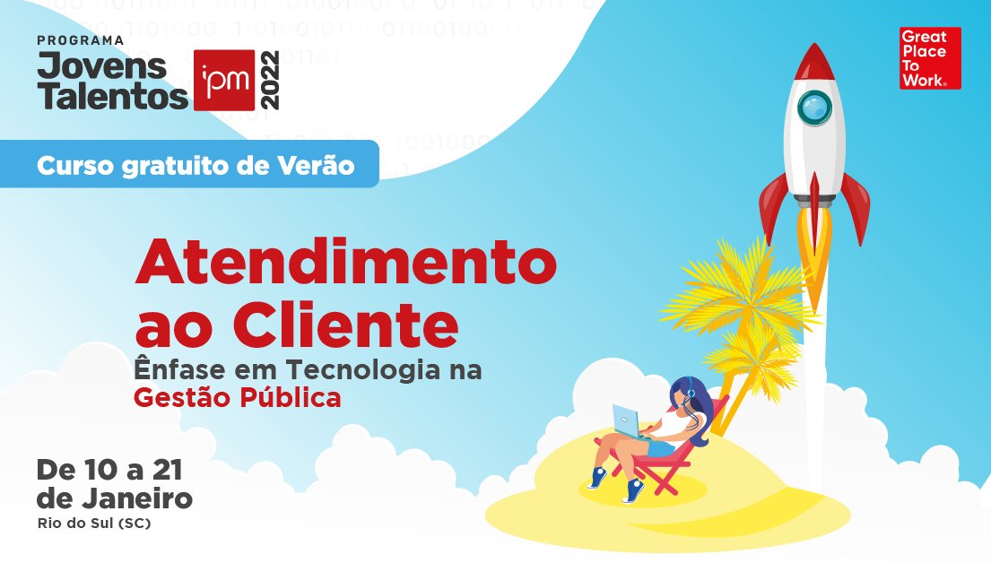 IpmSistemas's tweet photo. #IPMSistemas | Nosso Programa Jovens Talentos fará um curso gratuito de Atendimento ao Cliente, com chance real de contratação ao final! Será de 10 a 21/01, das 19h às 22h, no nosso Centro de Tecnologia, em Rio do Sul (SC). Inscreva-se em https://t.co/VEnYiQ3aVk até 03/01/2022 https://t.co/FXuXiXbtVv