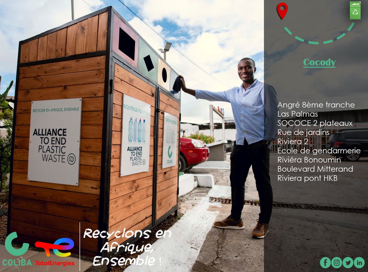 ColibaAfrica's tweet photo. Vous habitez dans la commune de Cocody ? 

Nous avons 09 box installées dans les stations  @TotalEnergies à Cocody où vous pourriez laisser vos déchets plastiques.

Merci à @TotalEnergies pour son engagement pour un monde plus vert.

#Box
#Recyclage
#coliba https://t.co/63dJWvGGUX