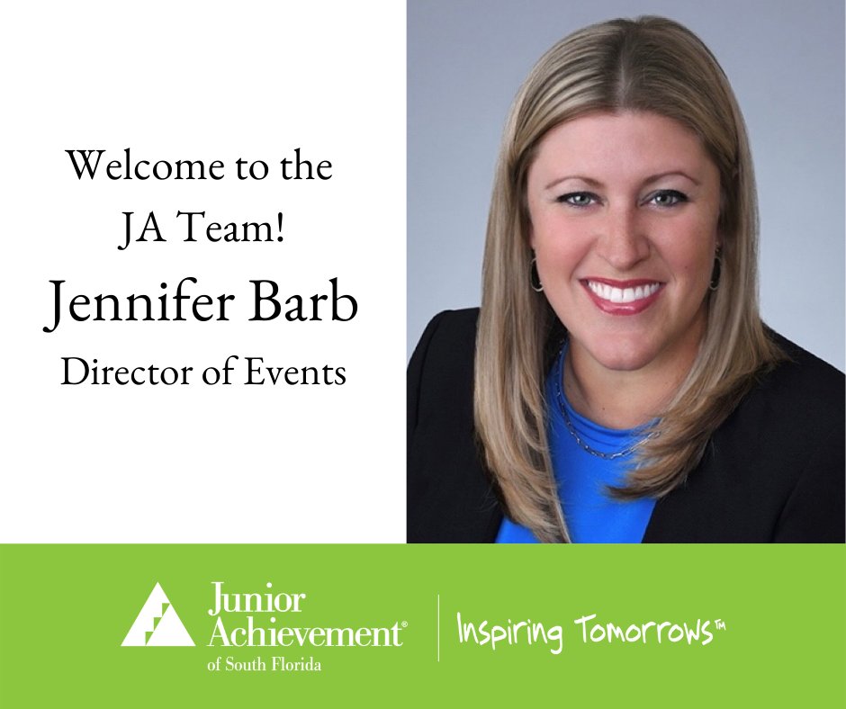 Junior Achievement of South Florida is thrilled to announce the hiring of Jennifer Barb! As a Director of Events, she joins current rock star Robyn Harper, as they work together to produce JA's #fundraising and program-related events. Congratulations! https://t.co/TZZQccmeza