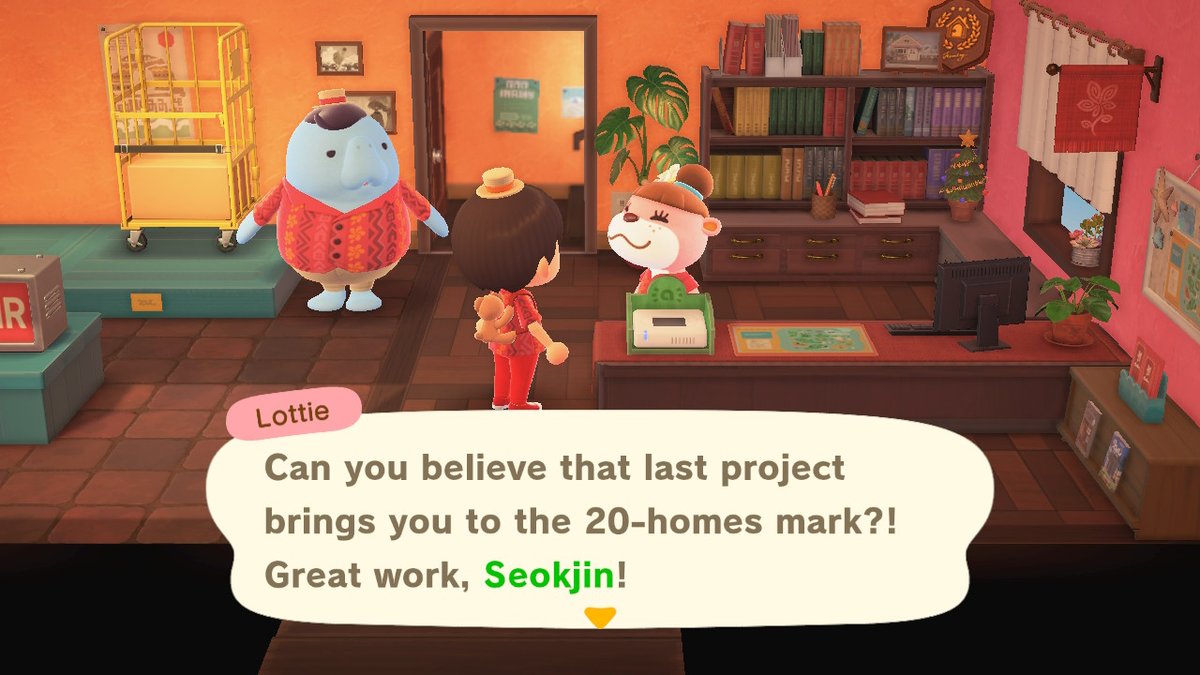 ACEpiphany's tweet photo. 20 homes decorated! Jin's going to take a break to enjoy the cafe! #BTS #Jin #AnimalCrossing #ACNH #NintendoSwitch https://t.co/c2CfkBmj7j