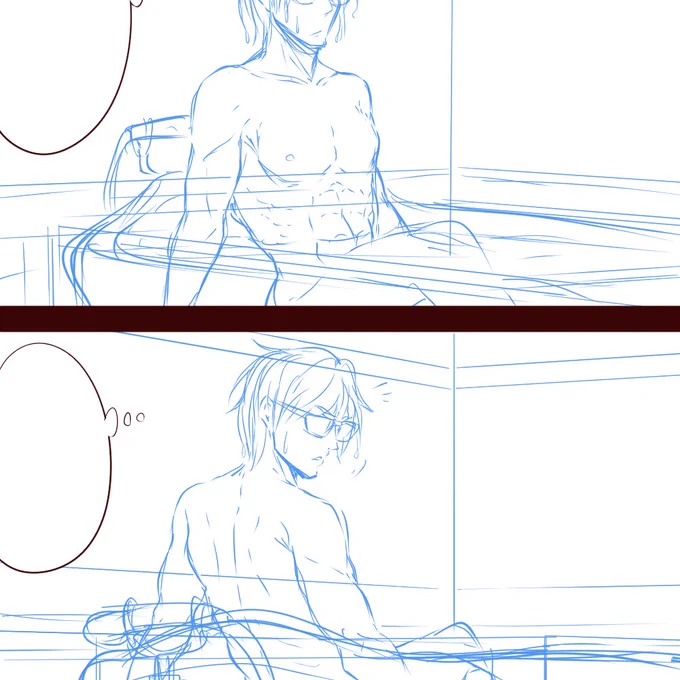 筋肉描きたいけど
しっかり肩まで浸かってほしいというジレンマ 