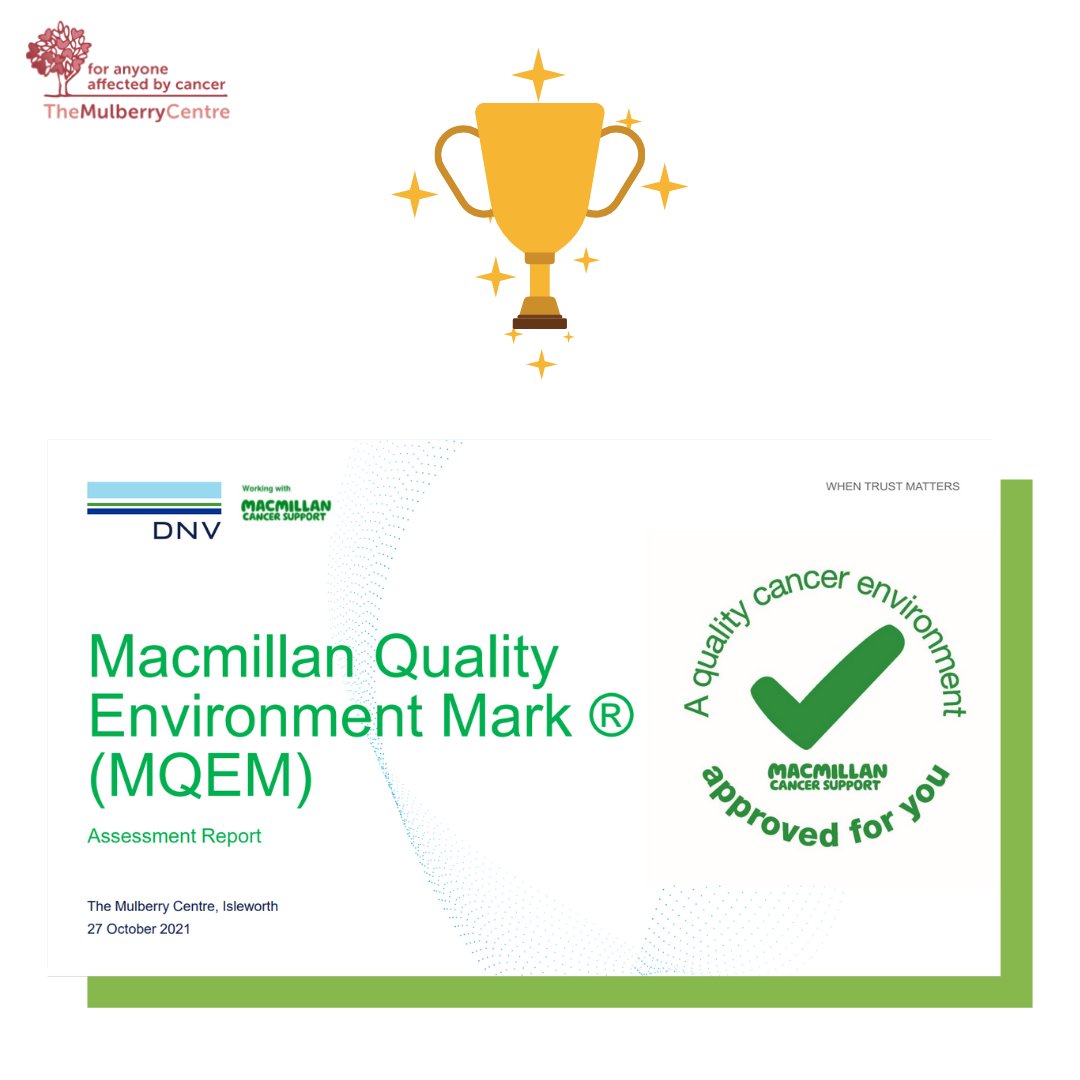 MulberryCentre's tweet photo. We are delighted to announce that we have been awarded Macmillan Quality Environment Mark (2021)! Thank you to everyone who made this possible ❤️
w: https://t.co/4JBLF1scbV
e: talk@themulberrycentre.co.uk
t: 020 8321 6300
#cancersupport #macmillan #mqem #togetherwecan https://t.co/2v6ZJ5X4ly