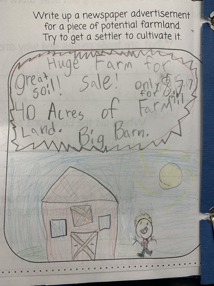 mrsflewelling27's tweet photo. Attention pioneer farmers!!!! Check out @MrsBarkley14 grade 3’s newspaper advertisements! Would you buy it?! #socialstudies @GuthriePublic  #scdsb https://t.co/zOnY3Z8SJm