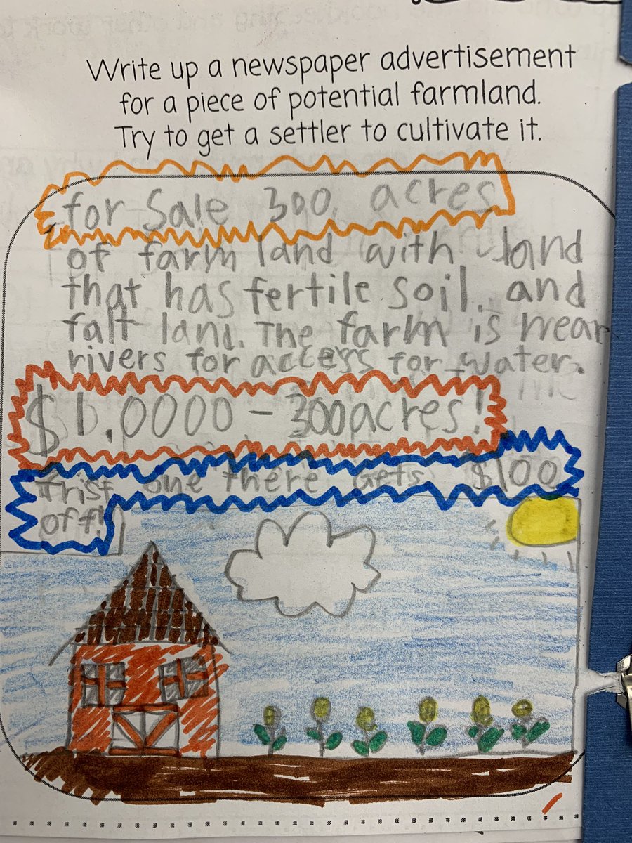 mrsflewelling27's tweet photo. Attention pioneer farmers!!!! Check out @MrsBarkley14 grade 3’s newspaper advertisements! Would you buy it?! #socialstudies @GuthriePublic  #scdsb https://t.co/zOnY3Z8SJm