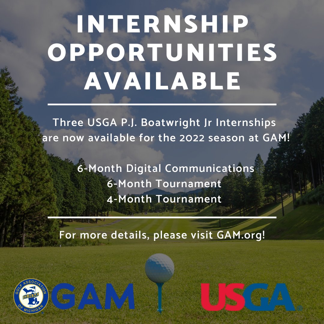 officialGAM's tweet photo. Looking for an Internship opportunity this summer?

The GAM is seeking out three USGA P.J. Boatwright Jr. Interns for the 2022 season. 

Head to https://t.co/6U5qMlOpXu for more details! https://t.co/YHPc3DNuou