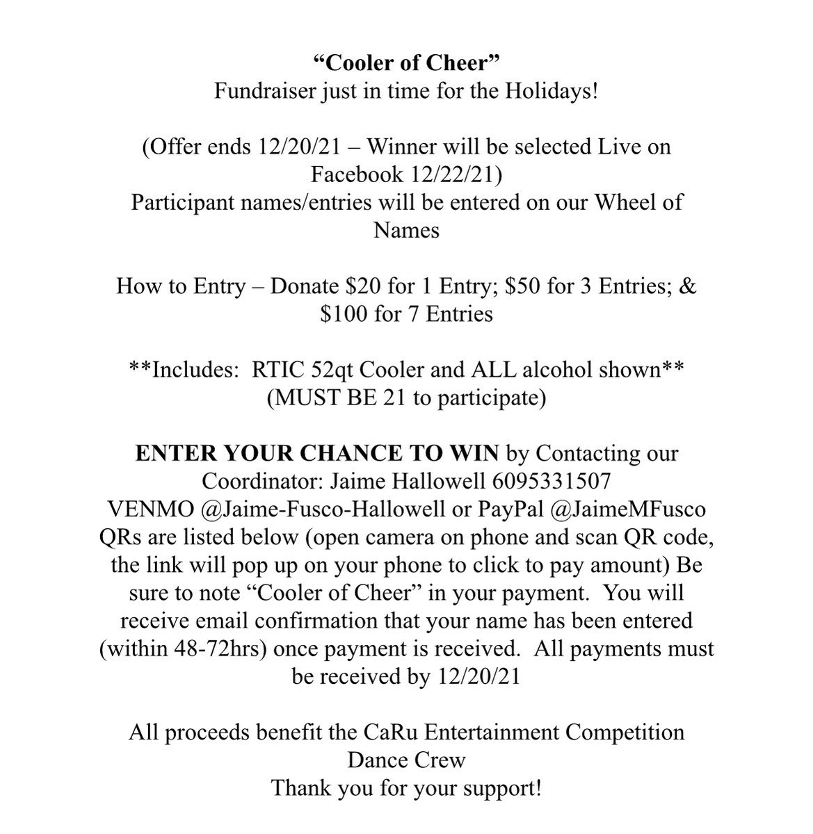 CUtigerNJ's tweet photo. Hannah’s dance studio is holding a fundraiser for the competition dance team - which we are now part of. All proceeds will be split amongst the girls to go towards costumes, hotel rooms, fees, etc. 
RTIC cooler full of all alcohol shown. $700 value 
Thank you and good luck!!! https://t.co/A0eQ0kNYYM