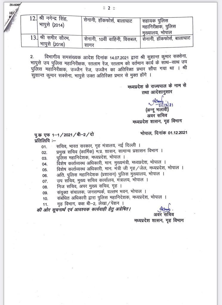 News18MP's tweet image. एमपी में 13 IPS अफसरों के तबादले,भिंड और सागर के एसपी बदले गए,अब शैलेंद्र सिंह चौहान बने भिंड SP और तरुण नायक सागर SP,अरुणा मोहन राव बनीं स्पेशल डीजी अग्निशमन सेवा,गृह विभाग ने जारी किए आदेश
@mohdept 

#MPnews #IPSTransfer #MPIPSTransfer