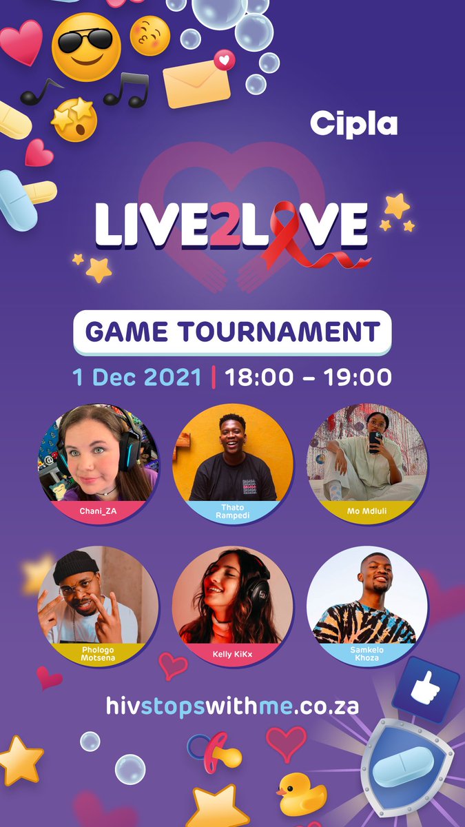tumisole's tweet photo. This #WorldAIDSDay let’s be each others’s keepers!
@CiplaRSA is hosting a unique gaming tournament called #Live2Love to raise awareness around HIV Prevention & breaking the stigma surrounding HIV.
Will you be there?
#HIVStopsWithMe
https://t.co/QuKmV0AlSU https://t.co/c5OdnKfWU7