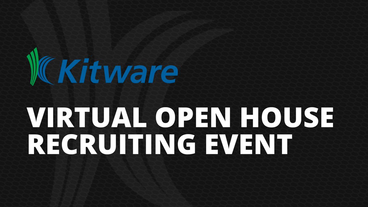 Kitware's tweet image. Kitware is looking for passionate and talented people to join our team, whether you’re interested in computer science/visualization, software development, or supporting open science. Sign up for our virtual Open House on 12/9 from 4-5:30 PM ET here: ow.ly/Zaqk50GQfMy