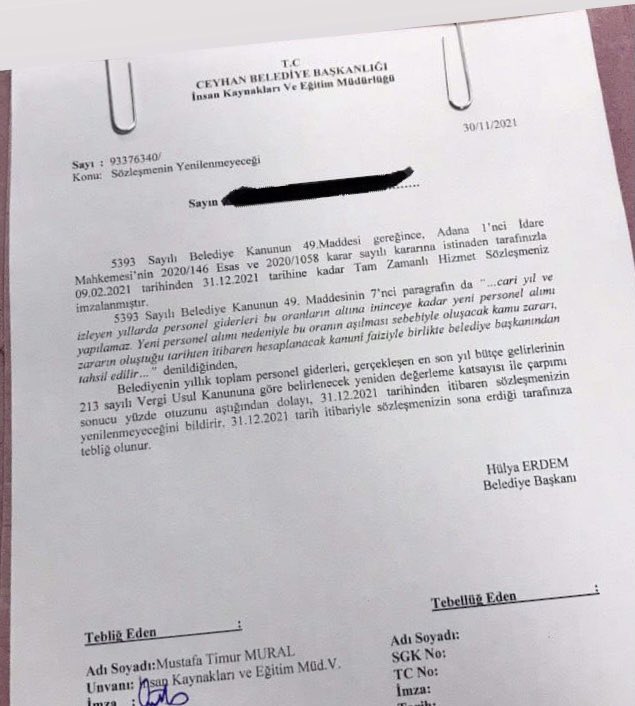 _aliyalcin_'s tweet photo. Sözleşmeli Personelin CHP’li Belediyelerde 31 Aralık Kabusu Başladı!

Soru:Hayatta ne istemezsin?
Cevap:CHP’li Belediyede 5393’e Tabi Sözleşmeli Olmayı.

#CHP’li Adana Ceyhan Belediyesi 37 kişiye tebligatlar geçti bilgisi bugünün kabusu.

Vicdansızlık yapmayın.Allah’tan korkun..! https://t.co/eBhtbYk1ow