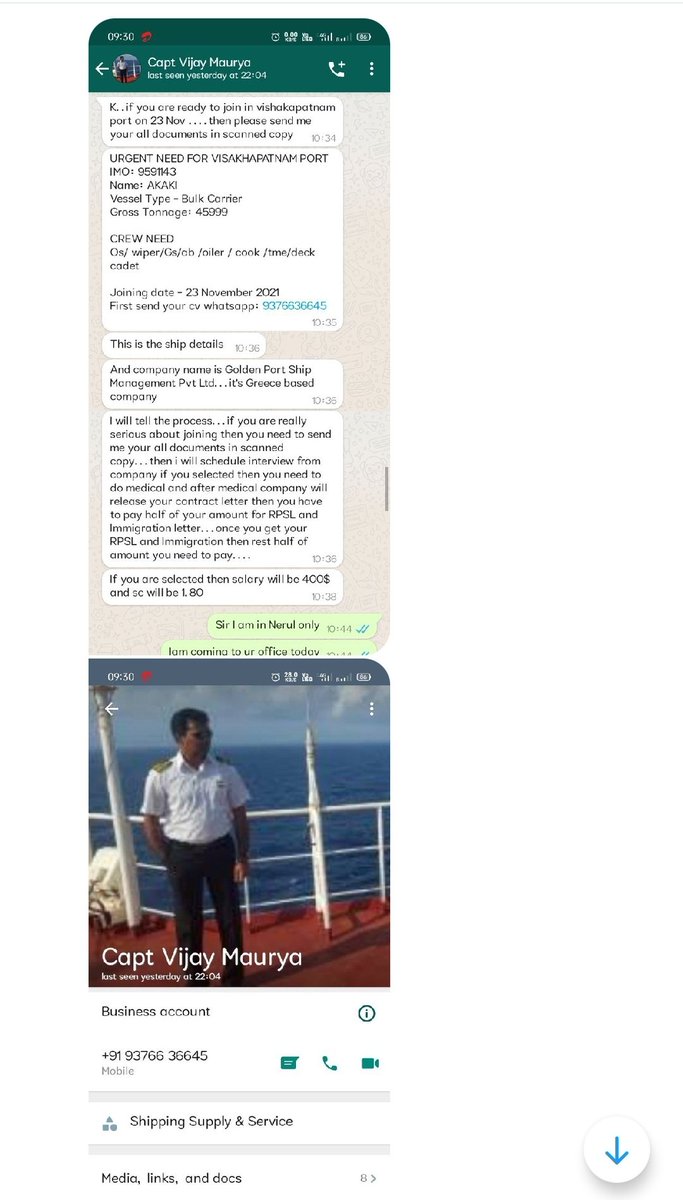 AllSeafarers's tweet photo. Recently got Call from Seafarers that capt Vijay Maurya telling that I am a Director Of GLOBAL PEARL SHIPPING C/0 TRANSMED SHIPPING from Greece. I Searched for their mail id or profile, finally I got Capt Maurya is Froud Person &amp; No Have any Connection with Mentioned Company. https://t.co/xzSNrqnOGa