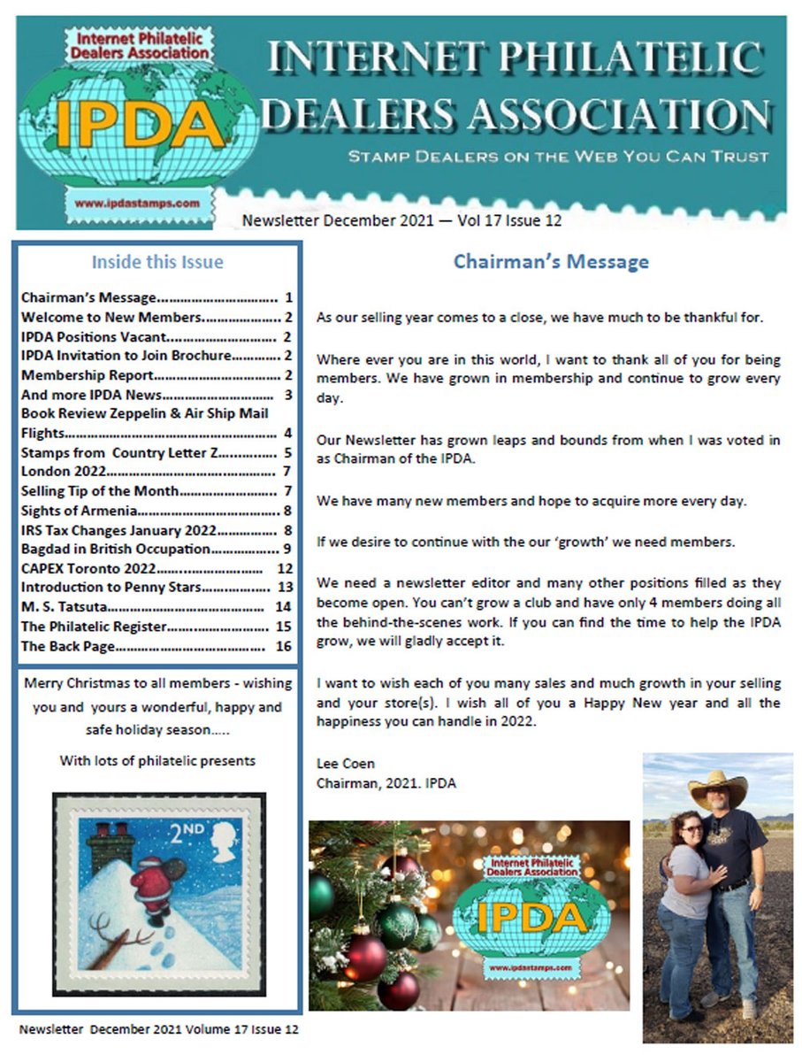 IPDA Internet Philatelic Dealers Association (@michael79503767) on Twitter photo the IPDA Newsletter for December is now available - thinking of joining the IPDA ? drop me a msg at ipdasecretary1@gmail.com and I will send you a copy the IPDA Newsletter for December is now available - thinking of joining the IPDA ? drop me a msg at ipdasecretary1@gmail.com and I will send you a copy