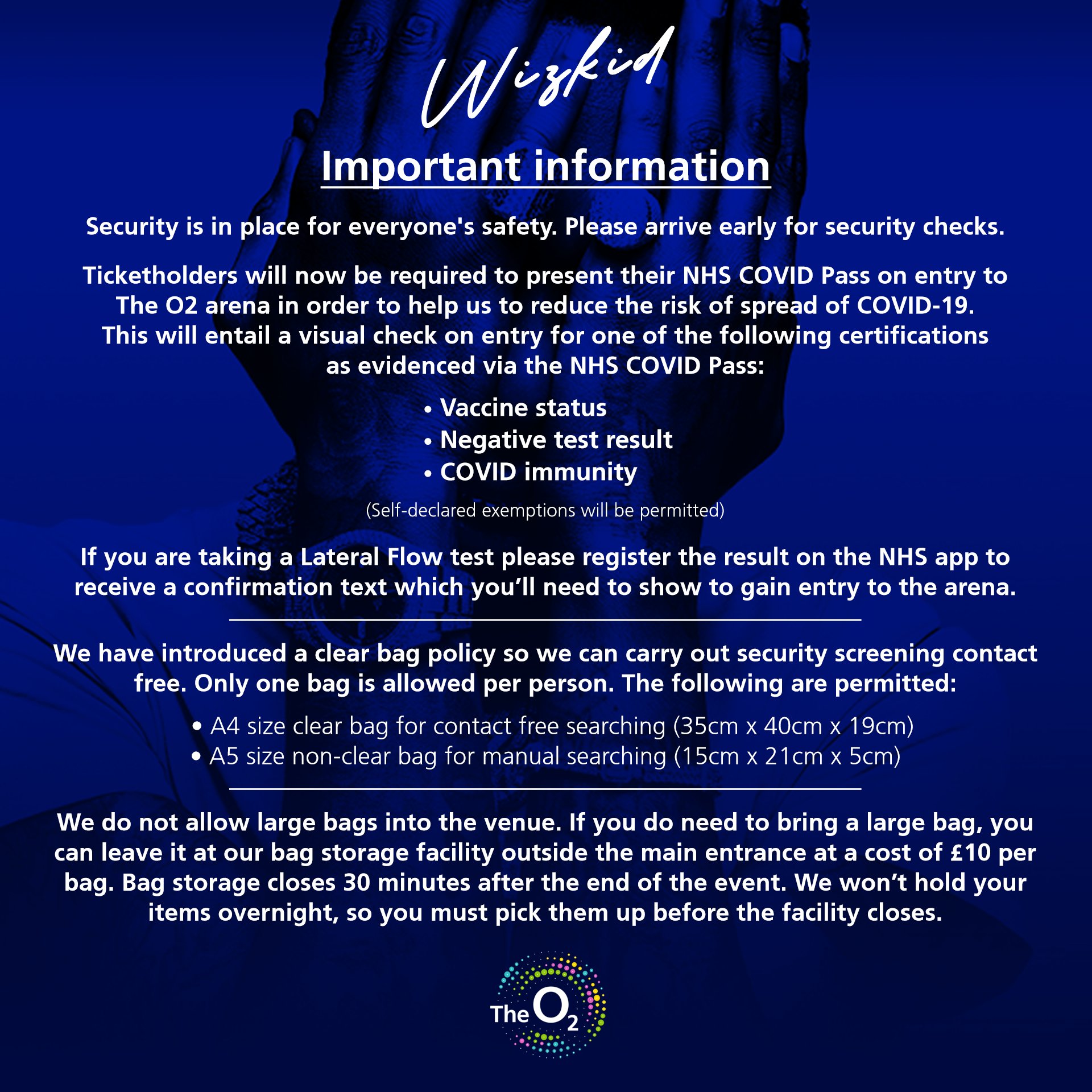 The O2 on X: &ldquo;Heading to @wizkidayo? Please ensure to arrive early 