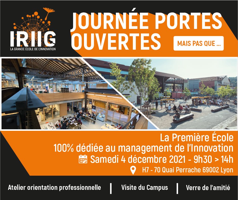 IRIIG_Lyon's tweet photo. [JPO📣] Ce samedi 04/12, première JPO IRIIG de l'année💡
Venez découvrir nos programmes Executive MBA, Master of Science et notamment notre nouveau MSc "IMPACT"🌍Où comment mettre l'innovation au service des projets à #impact.
➕d'infos et inscription ➡️https://t.co/udNJWPbLey https://t.co/Iv5pBwj6zq
