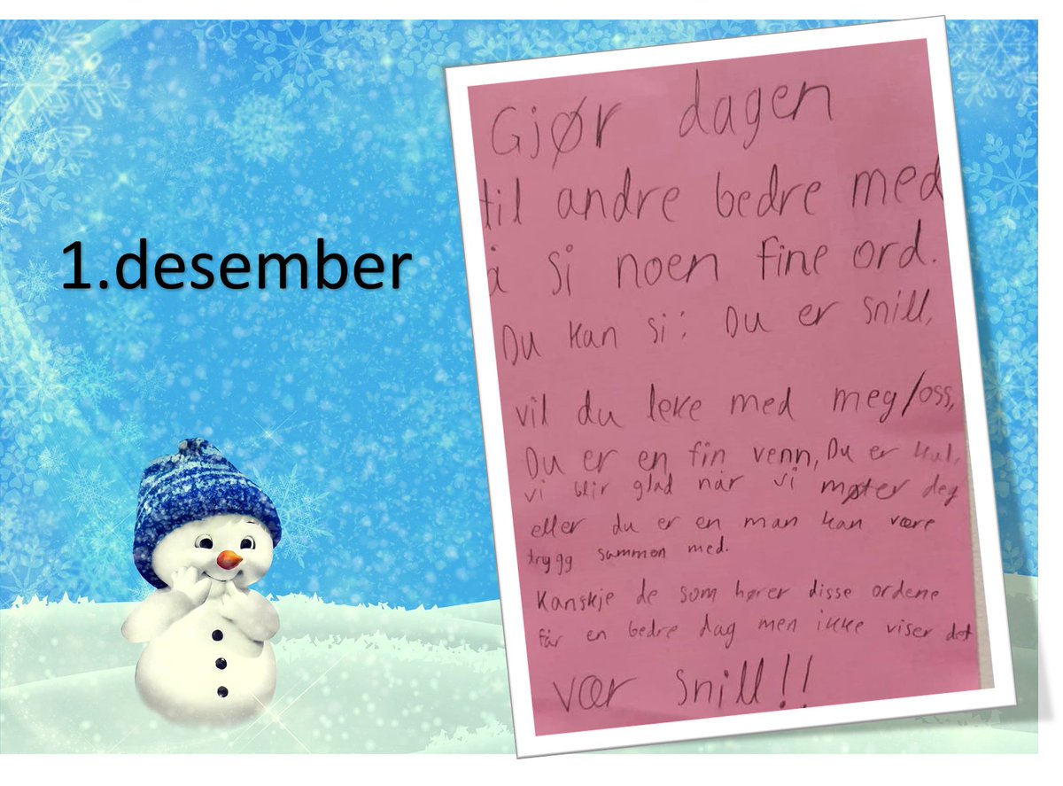 mobbeombud's tweet photo. 1.desember! Dagens vennetips kommer fra Manndalen skole i Kåfjord😀 https://t.co/7CnWu0p4z1