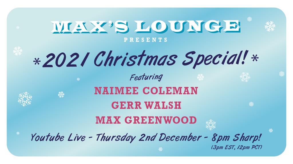Some Christmas vibes, live from Max’s Lounge - join us tomorrow at 8pm on YouTube Live:

youtu.be/SMCIoITSHag