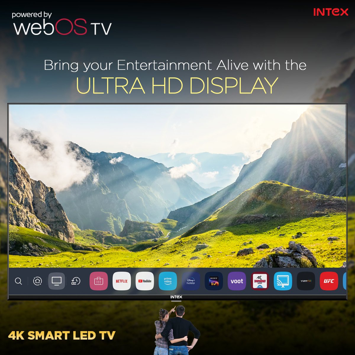 IntexBrand's tweet photo. The webOS throws a brilliant 1.07 Billion colours every time you sit down to watch your favourite shows. Get it today: https://t.co/aI1TsIt4is
#webOS #SmartTV #ThinQ #LEDTV #4KTV #MetalBuild #intexholic #ledtv #smarttv #intextv #technology #ledscreen #intex #ledscreen #intexian https://t.co/kMorEWl51z