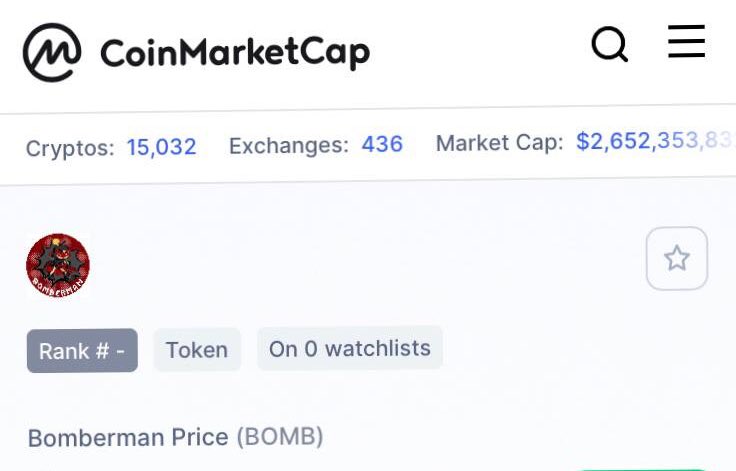 💣💥WE‘RE LISTED ON CMC💥💣

Please vote and add to watchlist on coingecko and cmc! Let‘s bomb guys! 🔥🔥🔥

#listing #CoinMarketCap #CoinGecko #BSClaunch