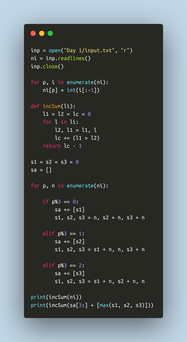 hieristdavid1's tweet photo. [day 1] advent of code 2021, back at it again !!
#AdventOfCode #AdventOfCode2021 https://t.co/dJNj9TX3ey