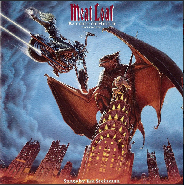 AldrichLib's tweet photo. Today's #AldrichFavouriteAlbumCovers is AIA Emma's epic choice of cover for @RealMeatLoaf 'Bat Out of Hell II' album, by legendary fantasy artist @whelanmichael Best ever album cover featuring a giant bat! #BatOutofHell #MichaelWhelan #MeatLoaf #epiccover https://t.co/SJ9tPfs4qB