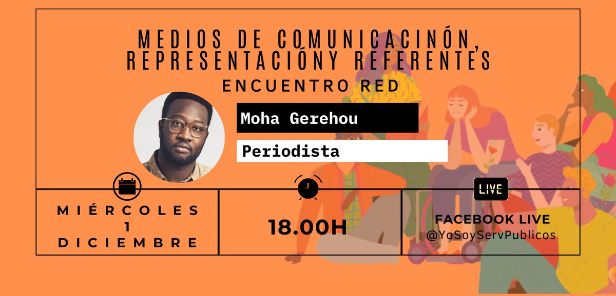 #FelizMiercoles Hoy hablamos sobre representación, referentes y estrategias para combatir el racismo desde los medios de comunicación con <a href="/mohagerehou/">Moha Gerehou</a>!

Esta tarde Encuentro WEB a las 18:00 por el canal de Facebook Live de #YoSoyServiciosPublicos 

Difunde y participa!