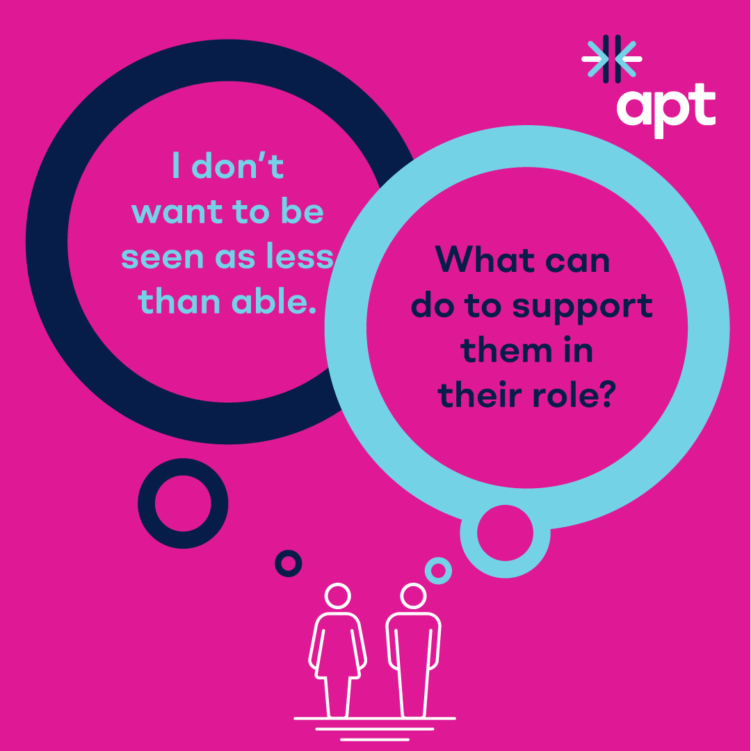 apt_scot's tweet photo. How can you support a disabled employee in their role?...

Just ask Apt! Our experience means we can provide advice and solutions to the questions that are hard to ask.

Speak to Apt: https://t.co/LNiiXmCnq5

#AskApt #StartTheConversation #BeTheChange #ReduceTheGap https://t.co/uVA1LSaZ0F