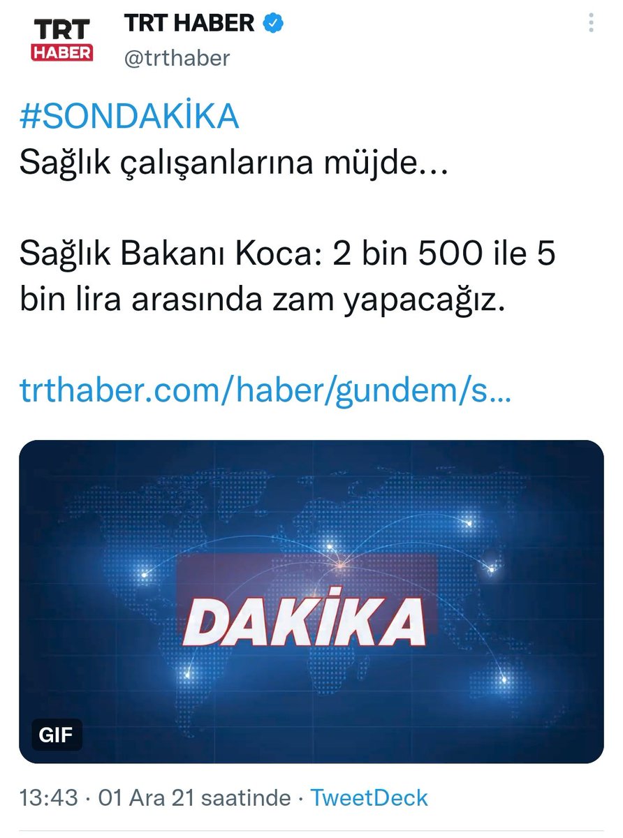 Sağlık çalışanlarına değil, doktorlara zam
Haberi içerikteki gibi verin, algı haberi yapmayın
Zam sadece hekimlere yönelik
<a href="/RTErdogan/">Recep Tayyip Erdoğan</a>
<a href="/drfahrettinkoca/">Dr. Fahrettin Koca</a>
#SağlıkçınınOyuYok