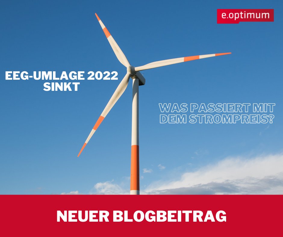 EEG-Umlage 2022 sinkt - Was passiert mit dem Strompreis?
Das könnt ihr auf unserem Blog unter eoptimum.de/unser-blog/ nachlesen.
Was ist deine Meinung zur Senkung der EEG-Umlage? 💬 Schreib's in die Kommentare!
