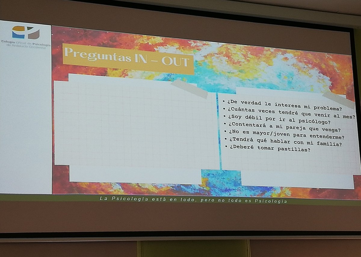 MC8_R_Matute's tweet photo. En terapia... Las primeras preguntas que se hacen los pacientes en las sesiones #psicologicas

📌 Curso #psicologiaclinica #MásAlladelaTeoria de @ManuelSalgadoF en @COP_AO

@CopMadrid @COPORIENTAL @copparagon @COPCVFormacio @CopExtremadura @copsctenerife https://t.co/rqvwdhaJri