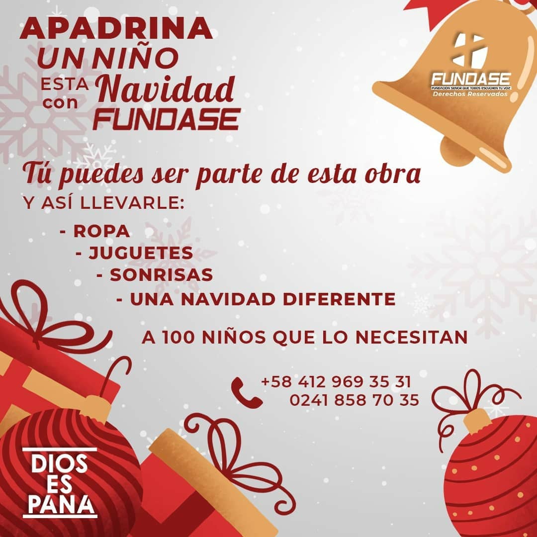 carabobo_net's tweet photo. Apadrina un niño esta Navidad, lleva a cabo cada año la Fundación Señor que todos Escuchen tu Voz (Fundase), presidida por el Padre Miguel Romero para ayudar a niños de escasos recursos. 👏
#BienvenidoDiciembre #Niños #Fundase #Carabobo #Valencia #Caracas #Venezuela #Carabobonet https://t.co/1VMNQCofSl