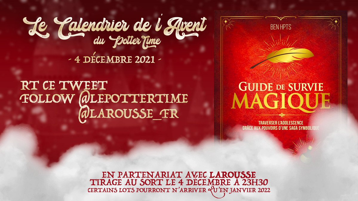 LePotterTime's tweet photo. 🎄 CALENDRIER DE L'AVENT POTTERHEAD 🎄

Tentez de remporter un exemplaire du "Guide de Survie Magique" dédicacé par BenHPTS ! 😱

👉🏻 Follow @LePotterTime &amp; @LAROUSSE_FR
👉🏻 RT le tweet

Fin du concours le 04/12 à 23H30 ! 🎁

#HarryPotter #Potterhead #Concours https://t.co/v6RwsW6enx
