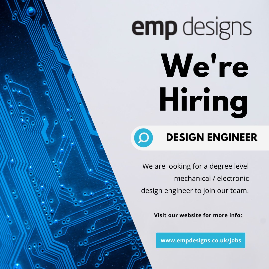 ukempdesigns's tweet photo. We are currently looking for a full-time, degree level, design engineer to join our team of mechanical and electronic engineers in Camberley, Surrey. See the full details on our website: https://t.co/b2sutS7YGi

#jobs #designengineer https://t.co/V99rSx3vzu