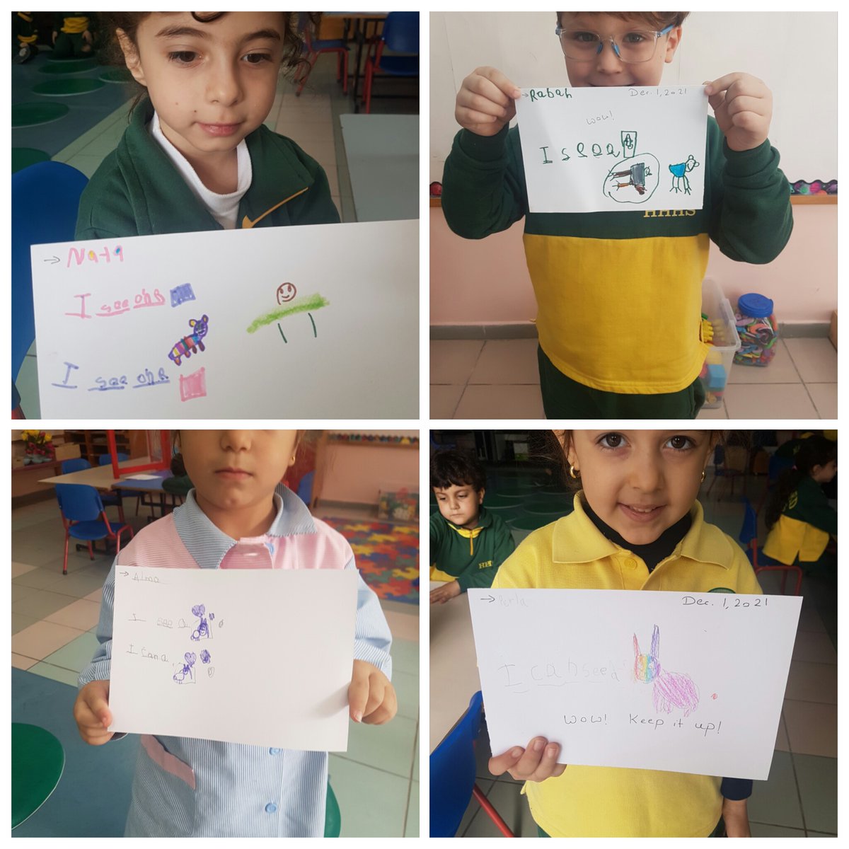 Learners were proudly writing sentences using sight words (I, see, can) about z endearing animals that they've seen while reading z pattern sentences in the unit related story "Brown Bear, What Do U See" #sharedreading #sightwords <a href="/Hhhsinfo/">Houssam Hariri HS</a> <a href="/DaraziFarah/">Farah Darazi</a> <a href="/Darineyassine/">Darin Yassin</a> <a href="/TawilNoor/">Noor Taweel</a>