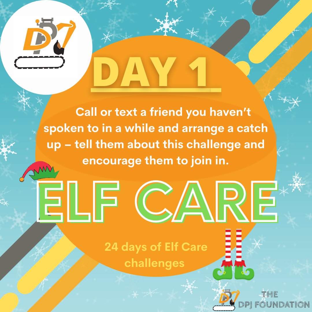 ❄️ ADVENT•CALENDAR•DAY•ONE ❄️

Call or text a friend you haven’t spoken to in a while and arrange a catch up – tell them about this challenge and encourage them to join in.

⛄️24 days of Elf Care Challenges. 
📸 Share &amp; tag your friends / family on social media.
#ShareTheLoad